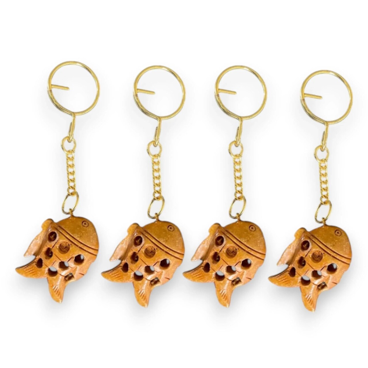 4Pc Wooden Keychain Amulet Keyring Door Car Key Chains Good Luck Key Holder for Thanksgiving Housewarming Gift